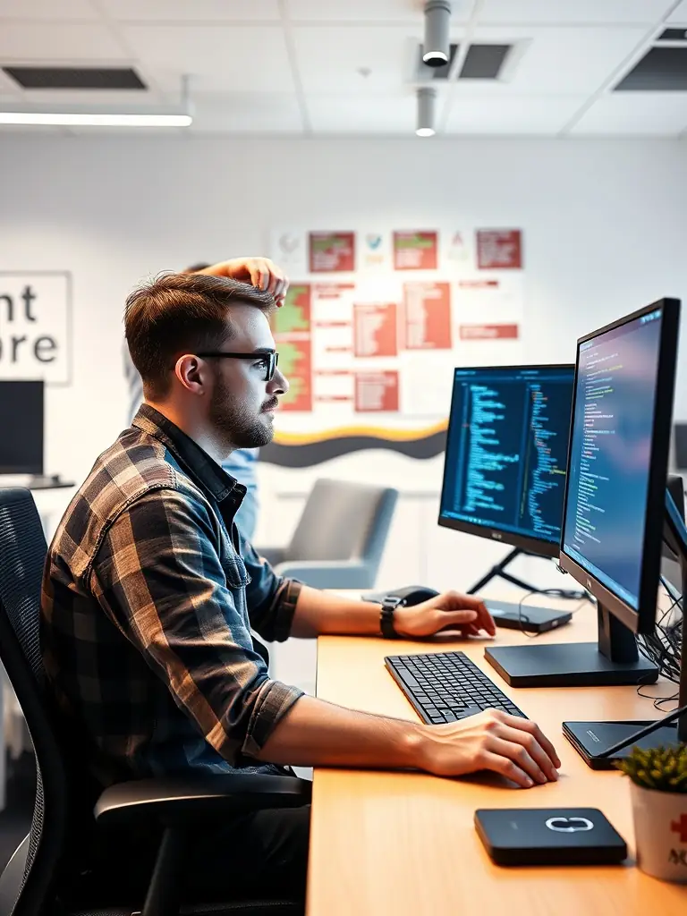 A professional .NET programmer is quickly integrated into a client's IT team, ready to contribute to the project immediately. The image should convey a sense of seamless onboarding and immediate productivity.